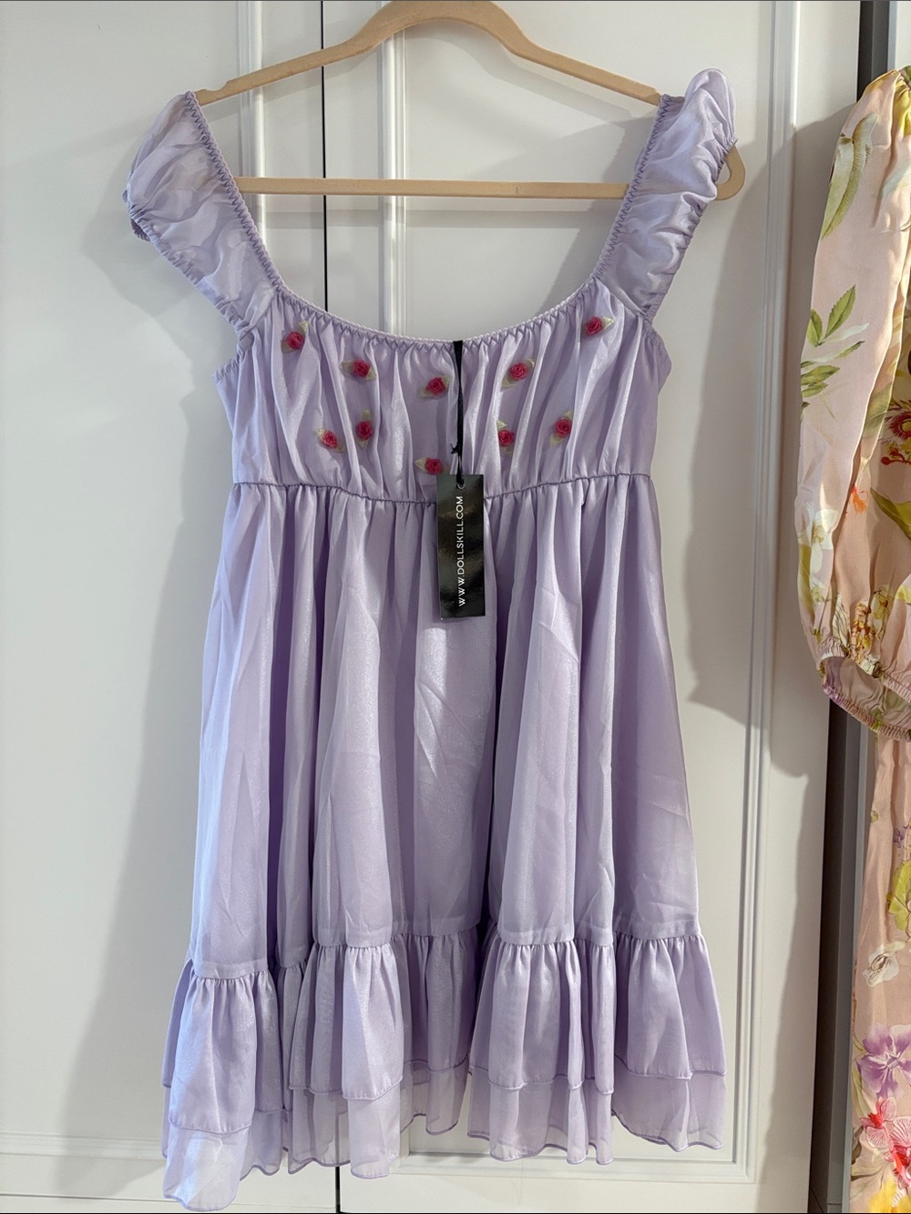 dELiA*s Lilac Ruffled Mini Dress with Rose Detail